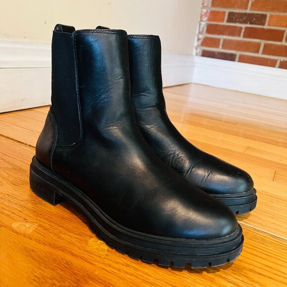 Madewell 8 The Camryn Chelsea Boots Black Heeled Leather Pull On Lightweight - Picture 4 of 16